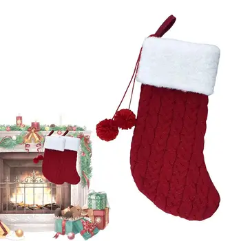 Чорапи за Дядо Коледа Плетене на Чорапи на Дядо Коледа За коледната атмосфера Коледни декорации за малки подаръци от Шоколад