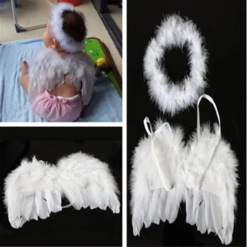 Шапки за новородени Fairy Wings, детски шапки Фея Angel Wings, ленти за глава от пера, костюми на Ангел за деца, подпори за фотосесия, подарък за парти